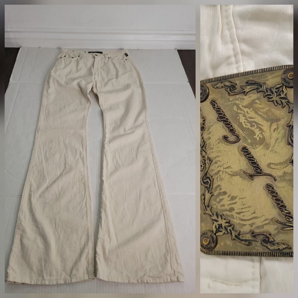 Versace Jeans Couture Pants Sz 27x36 Low Rise Straight Wide Leg Euro Summer Y2K